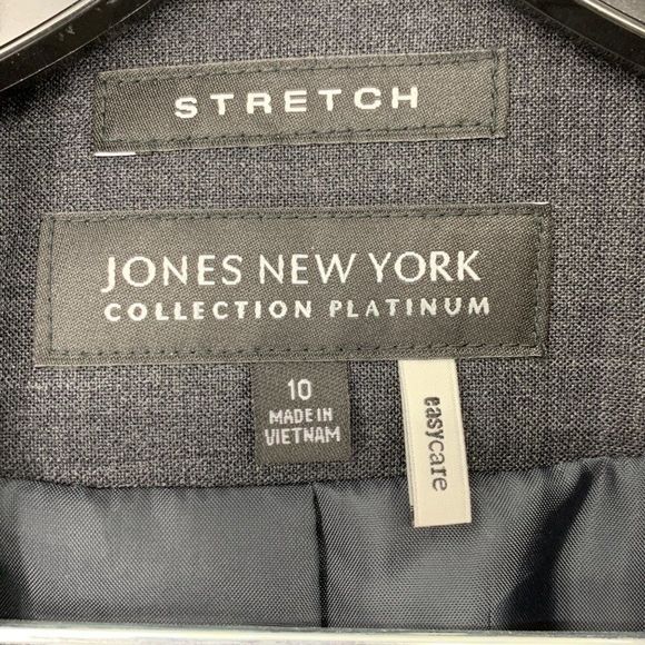 Womens Jones New York Platinum Blazer Charcoal Size 10 Stretch 3146 Washable - Picture 4 of 9
